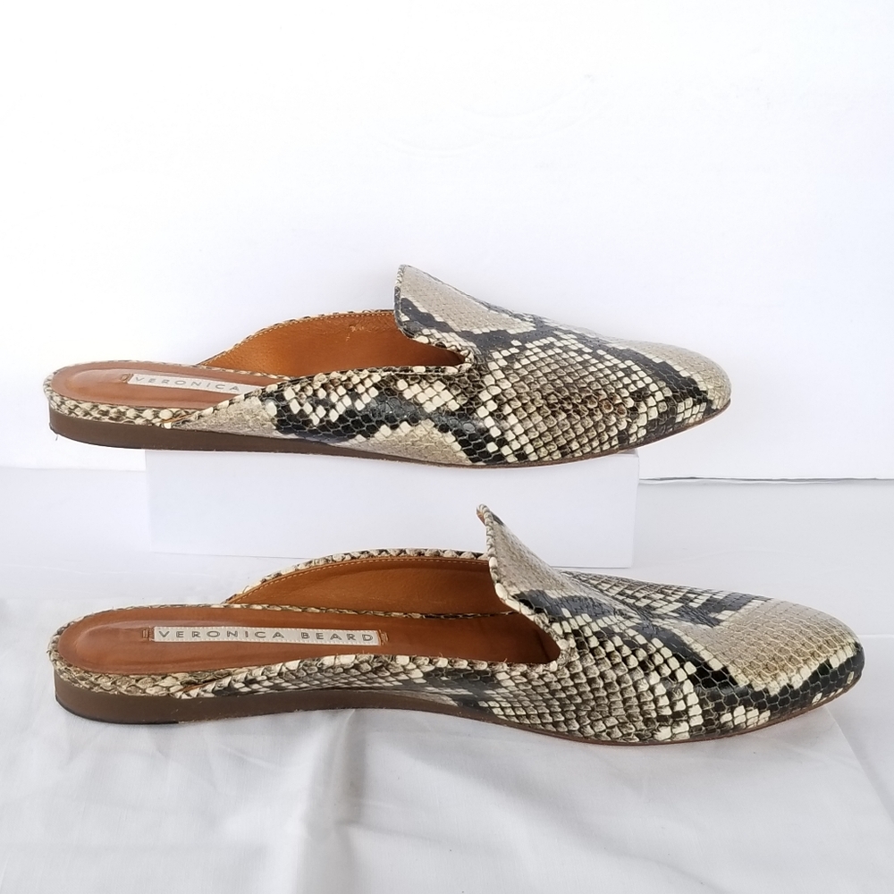 Veronica Beard Python Embossed Leather Mules - image 8